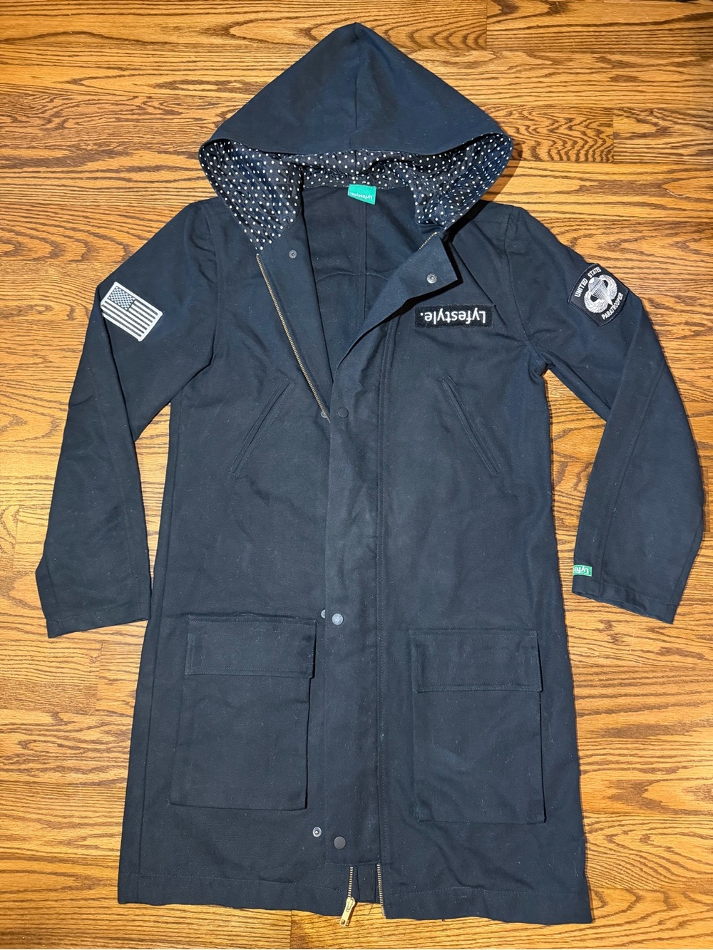 Military-inspired long anorak windbreaker utility parka Men Sz S Lifestyle